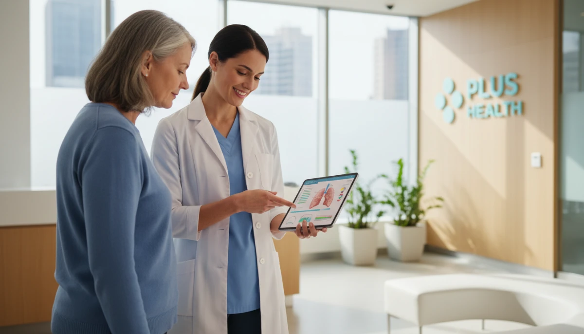 Medical professional discussing soy nutrition research.