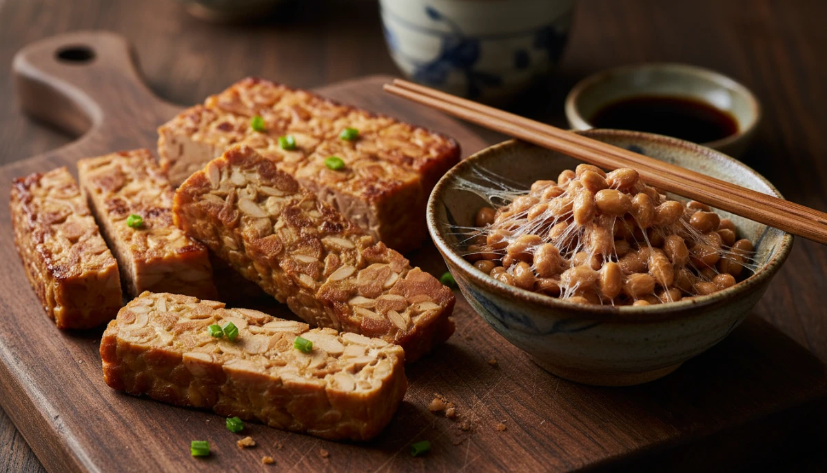 Fermented soy products like tempeh and natto
