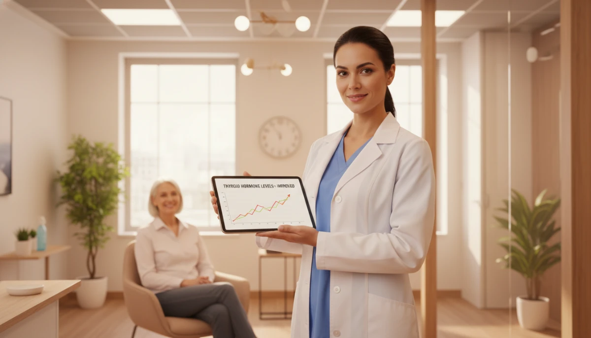 Doctor reviewing clinical thyroid data