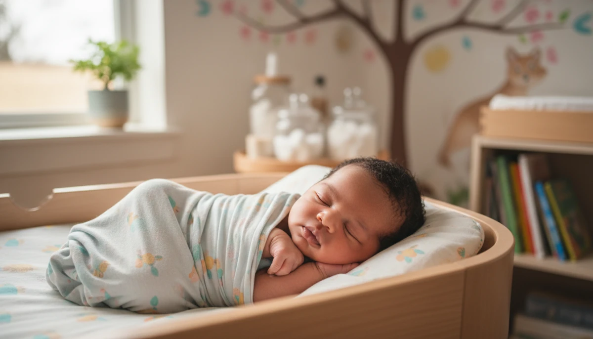 Healthy newborn resting in nursery