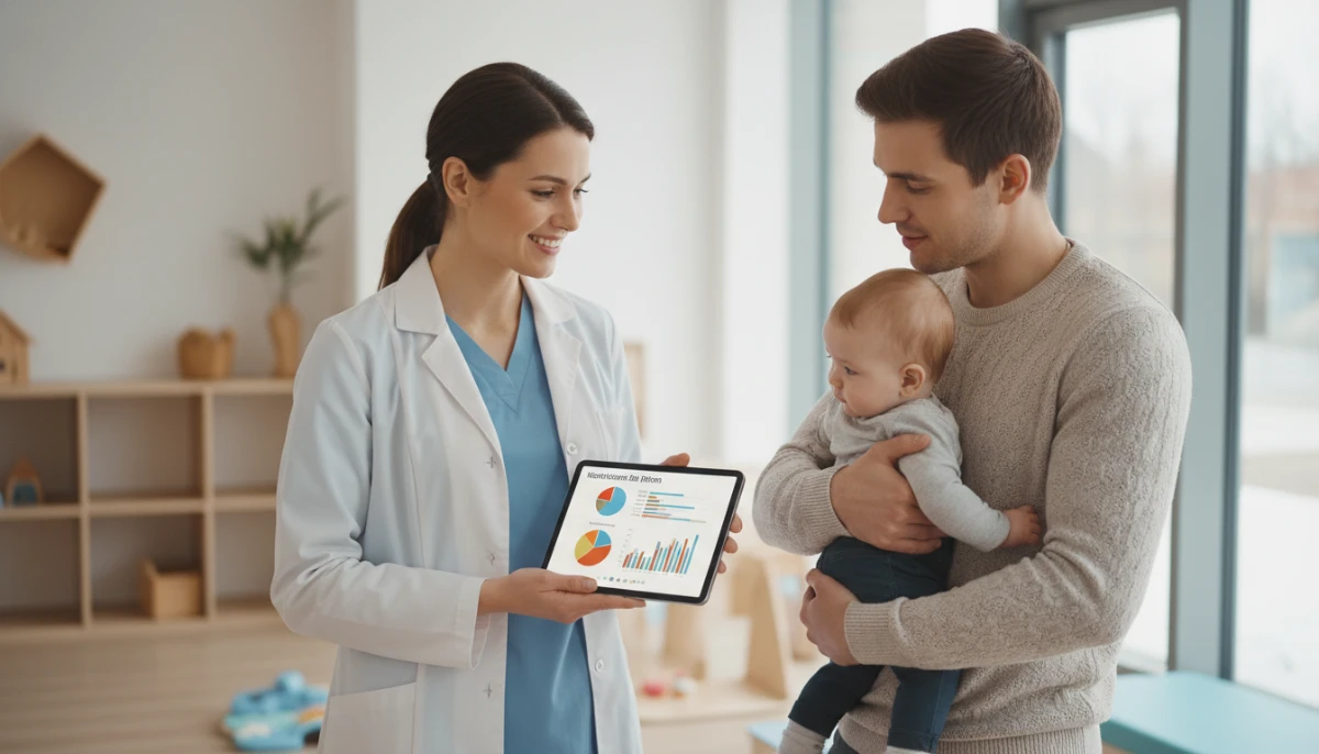 Pediatrician explaining infant nutrition