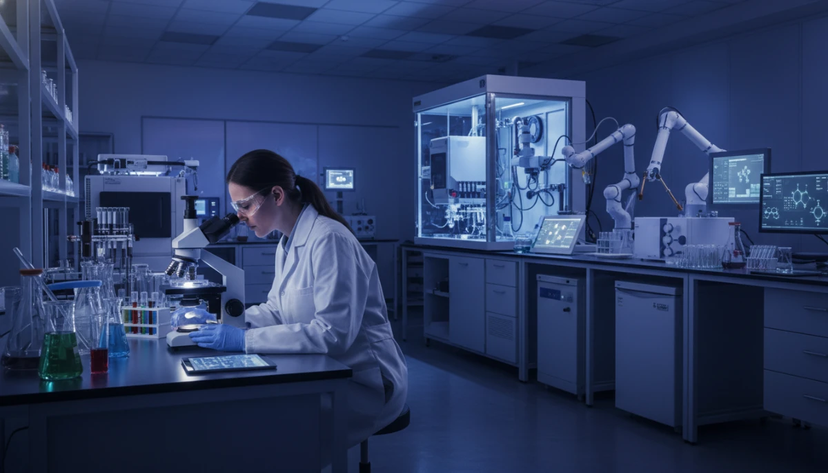 Scientist in a modern laboratory conducting research