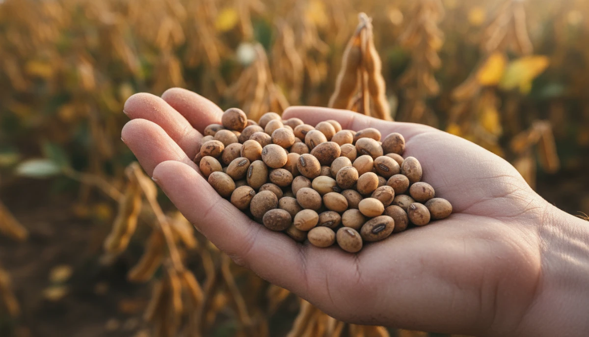 Close up of whole soy beans