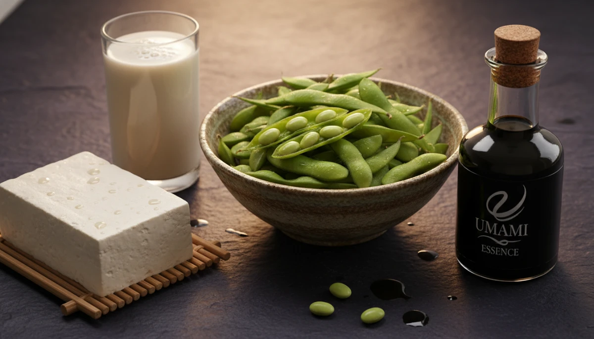 Different types of soy products from whole to processed