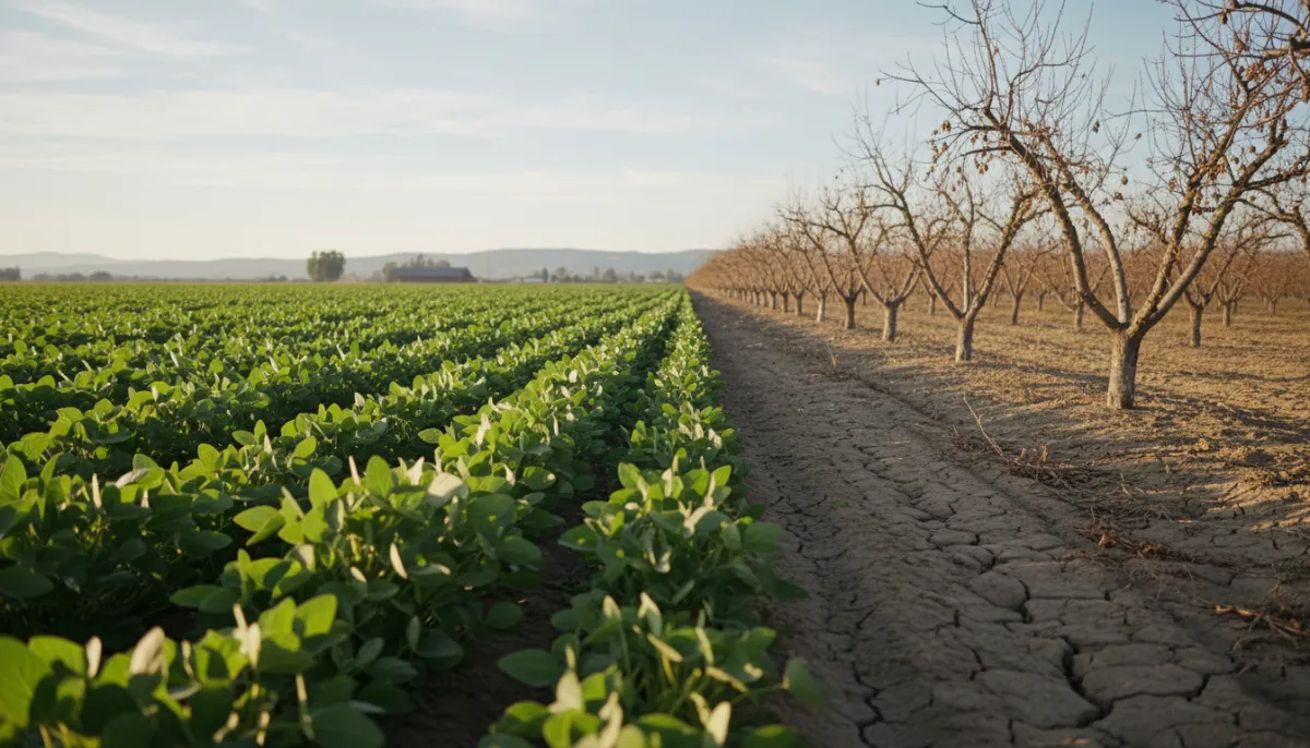 Sustainable agricultural landscape comparing different crop types