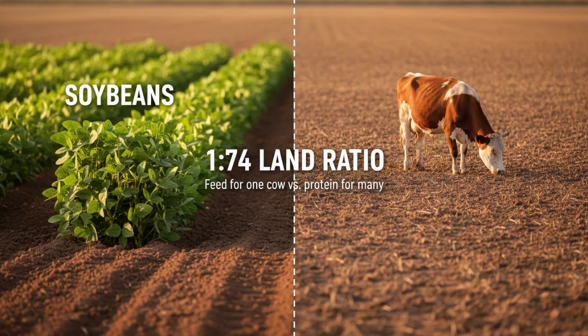 Visual comparison of land use for beef vs soy