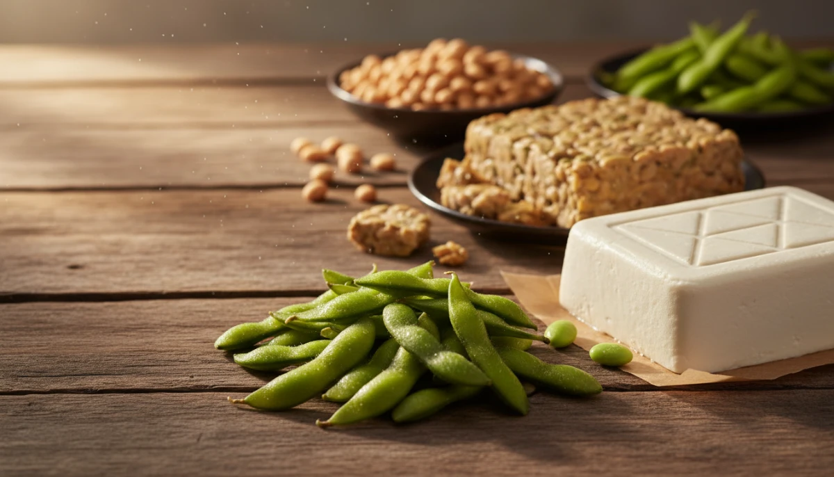 [A collection of whole soy food products]