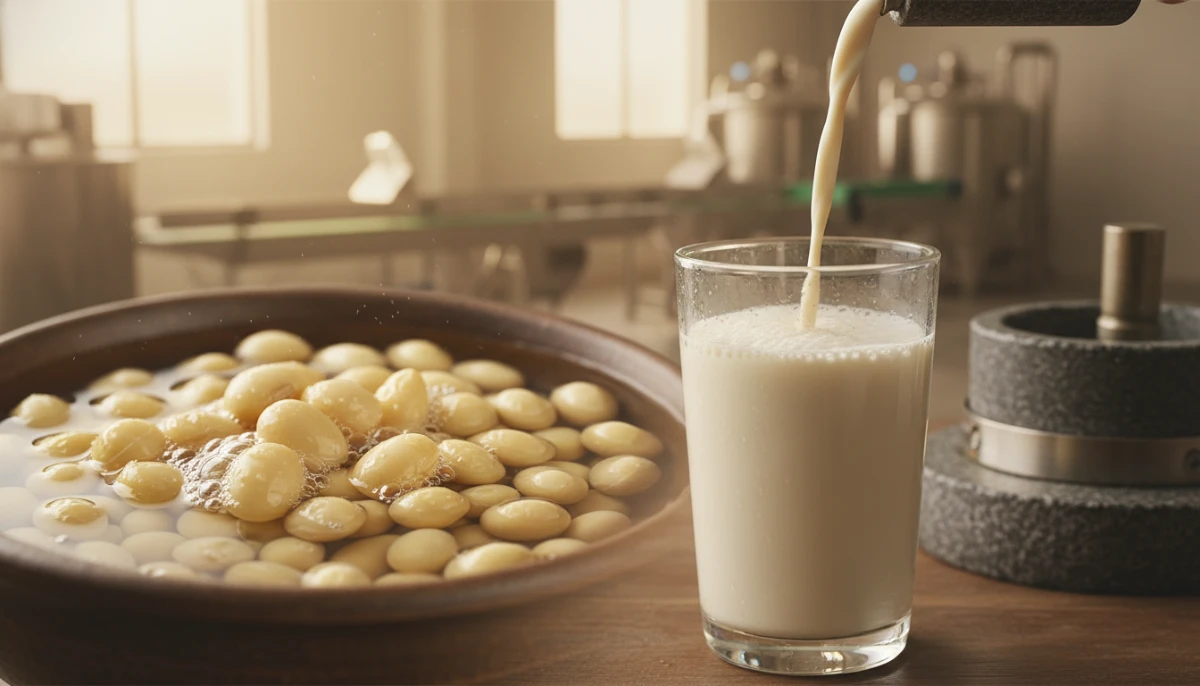 The processing of soy into milk