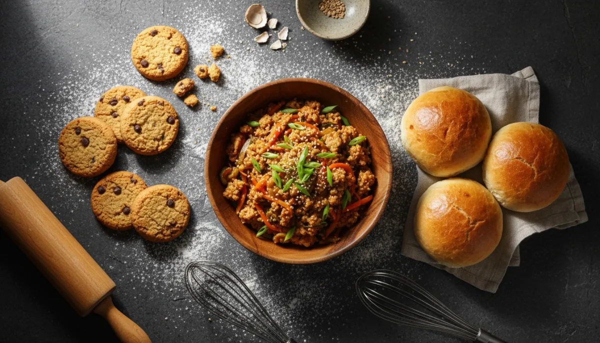 [A variety of cooked dishes and baked goods made using upcycled okara]