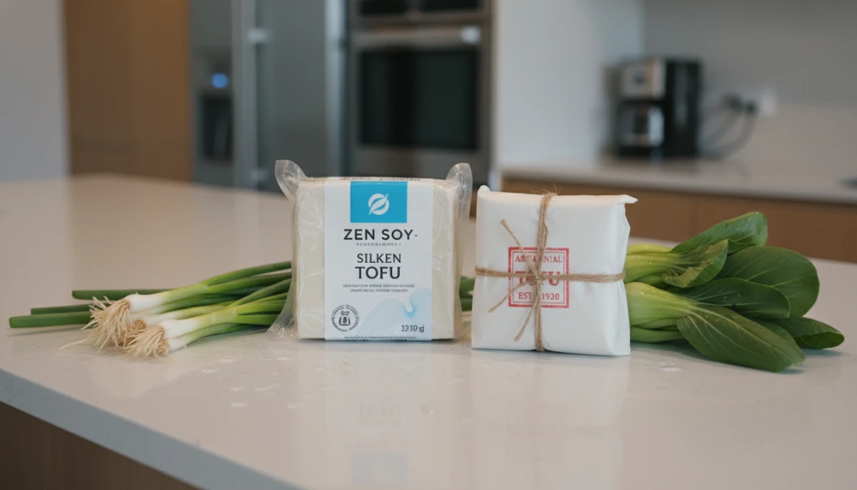 Comparison of NZ tofu brands on a kitchen counter