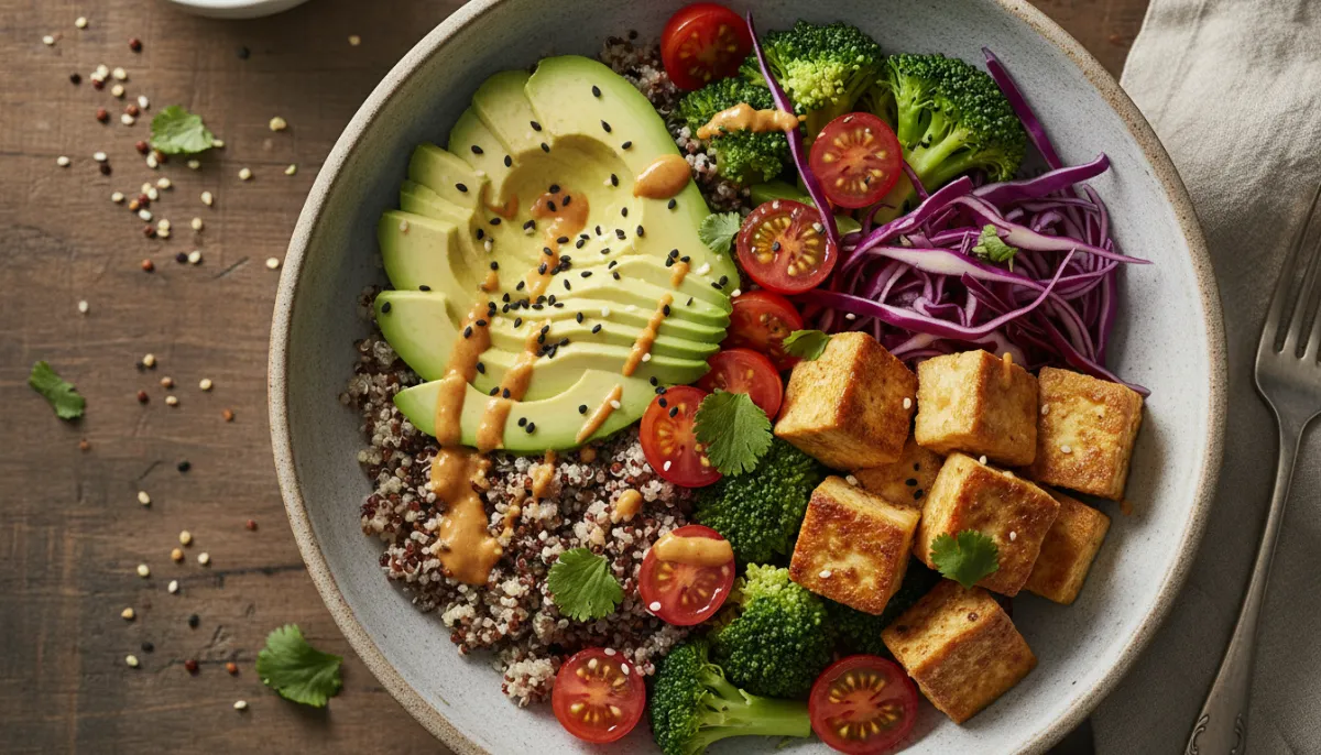 Finished tofu buddha bowl