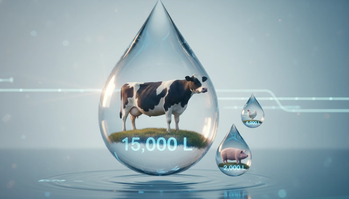 Infographic of water consumption by livestock