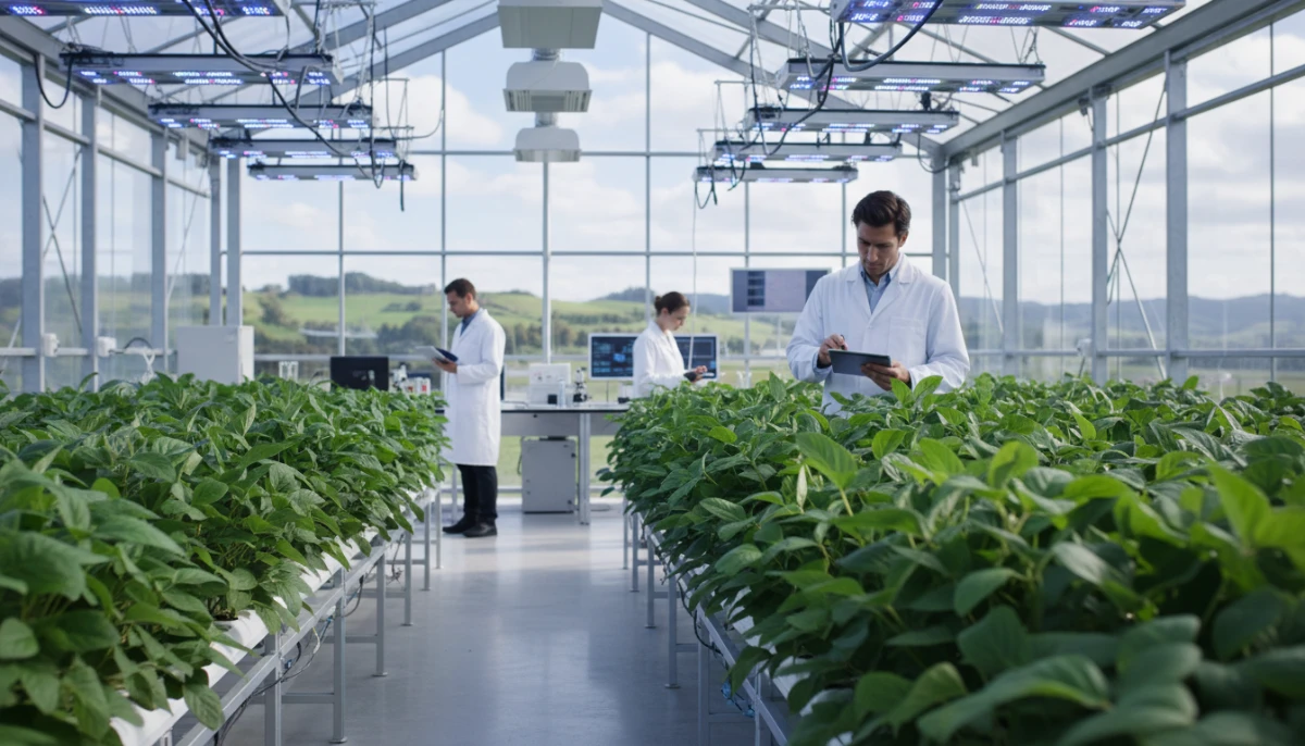 Scientific inspection of crops in a New Zealand laboratory