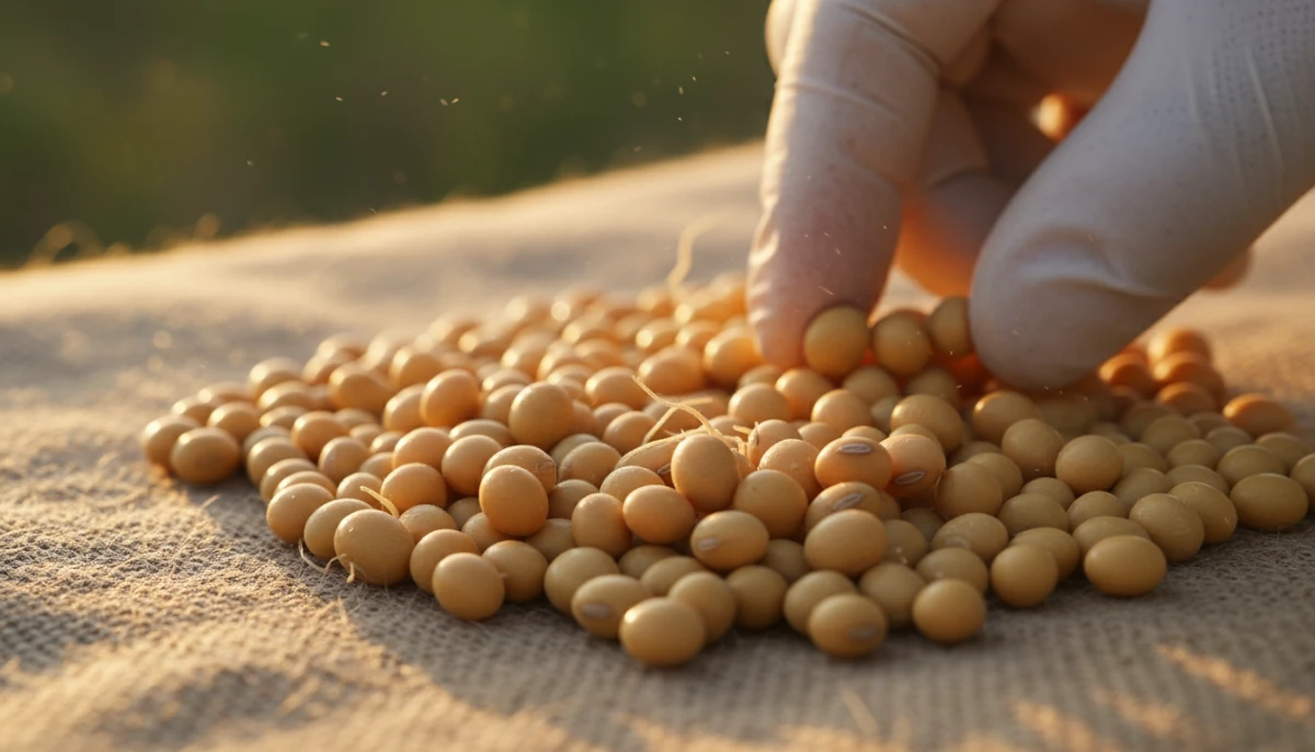 Close up of high quality organic soybeans