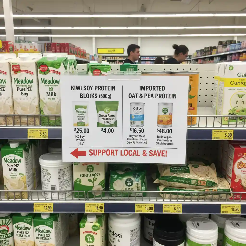 Supermarket shelf comparison of plant protein prices in NZ