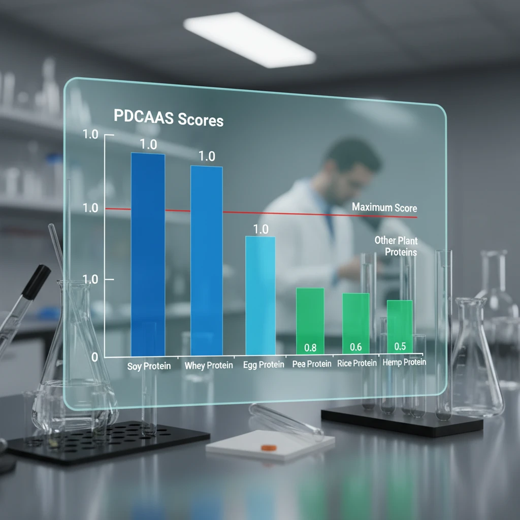 PDCAAS protein quality score chart comparing soy and whey