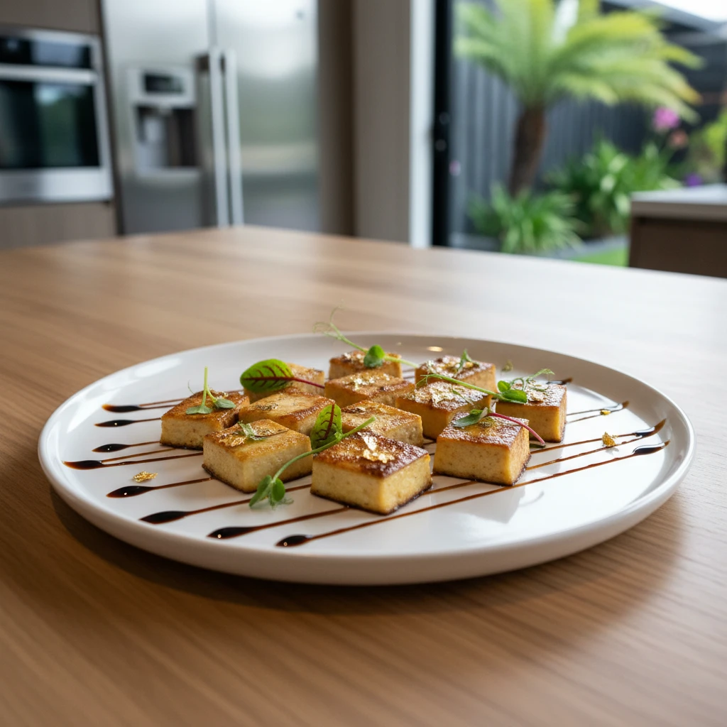 Tossing crispy tofu in glaze