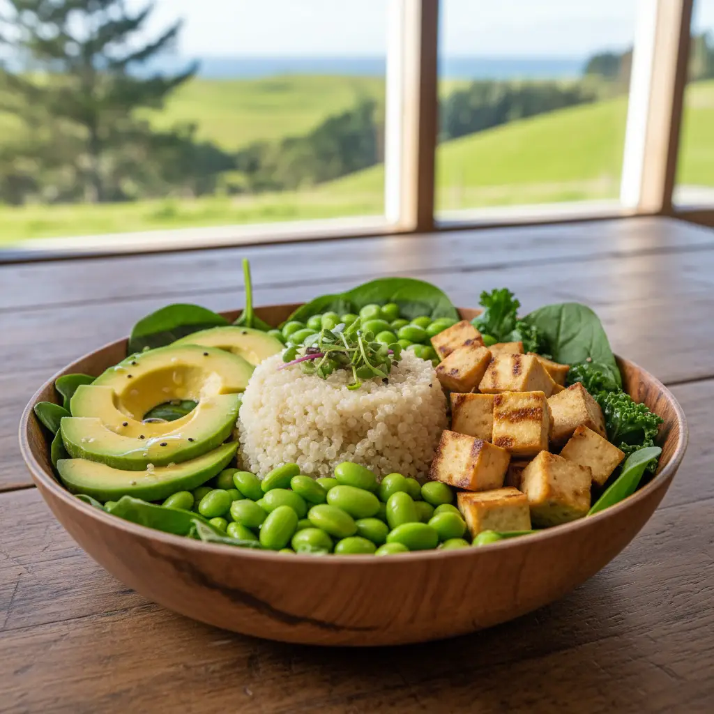 Healthy balanced soy protein bowl