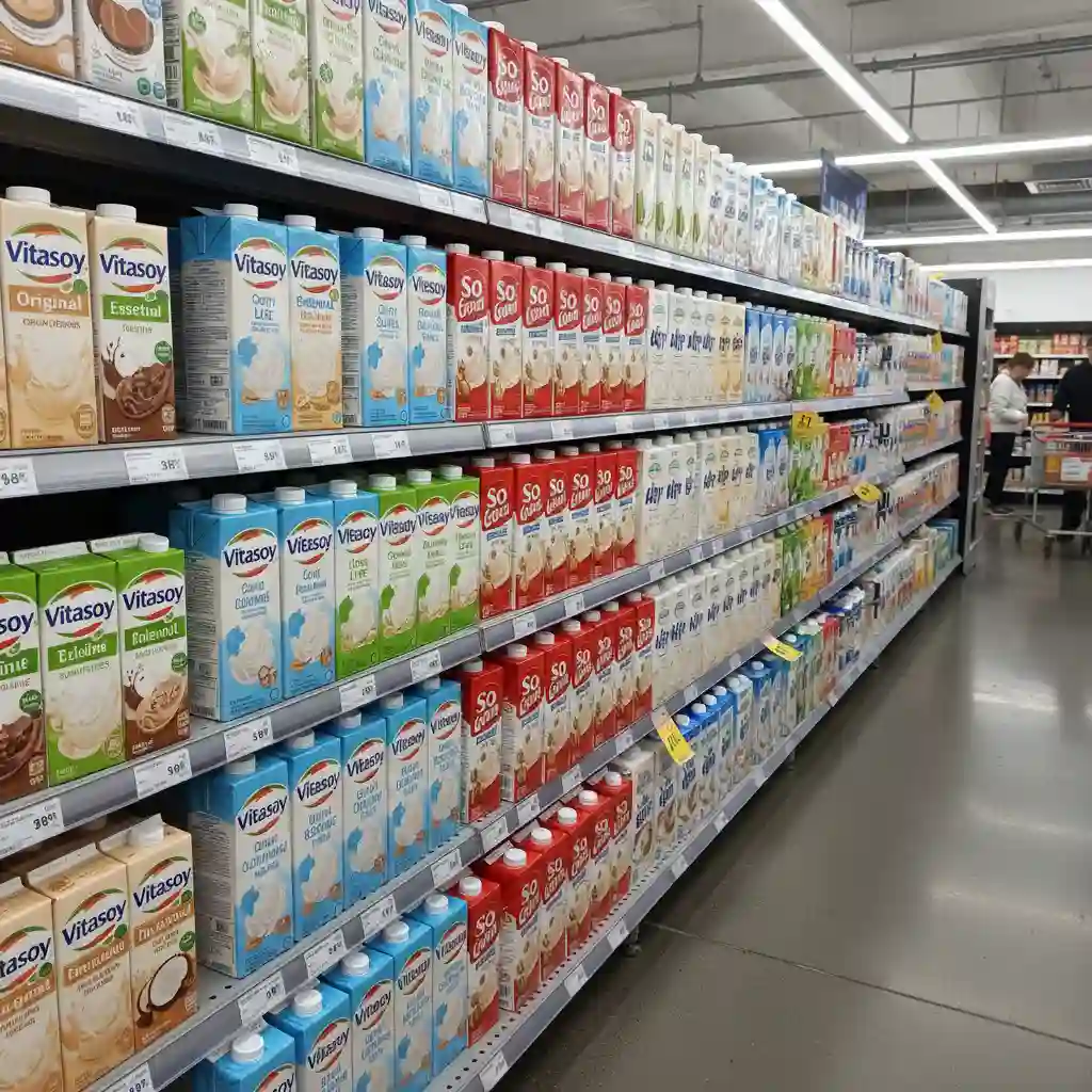 Soy milk variety on New Zealand supermarket shelves