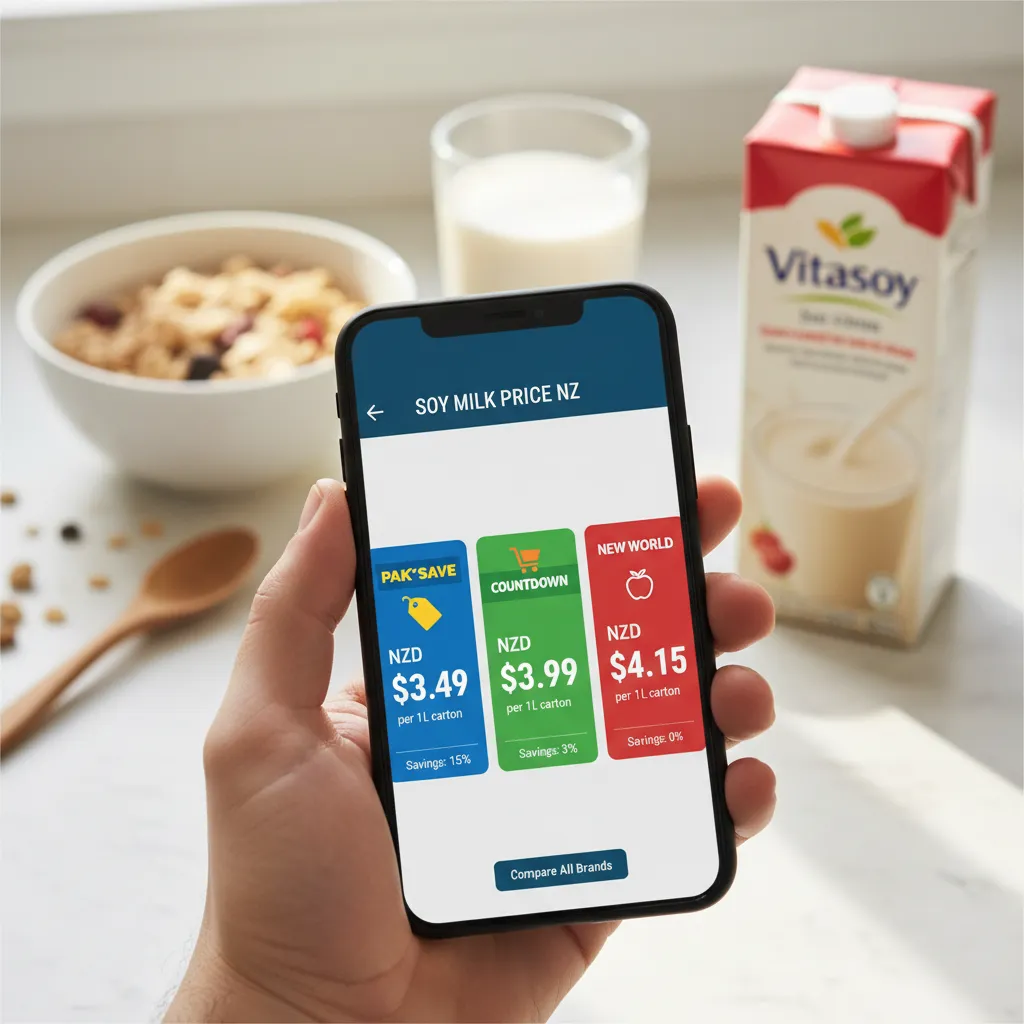 Using an app to compare soy milk prices in NZ