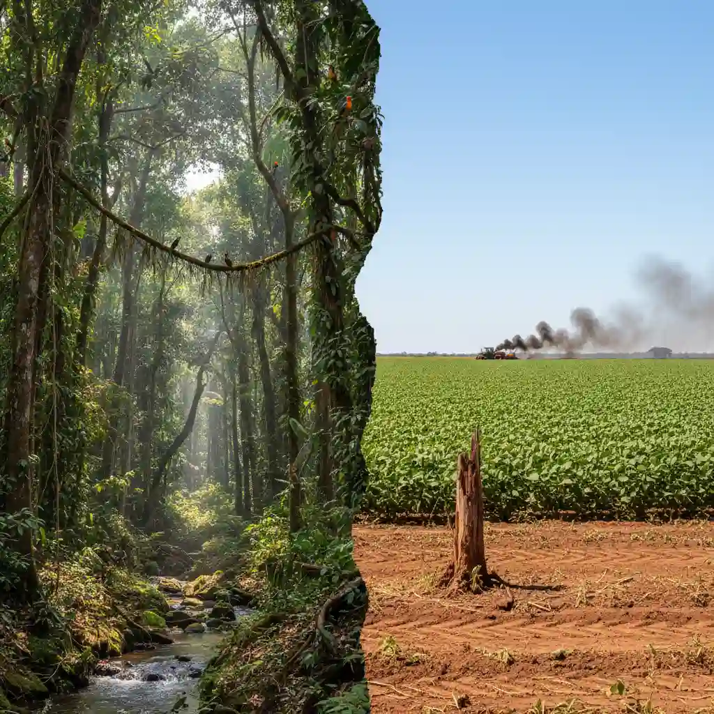 Comparison of rainforest biodiversity versus industrial soy monoculture