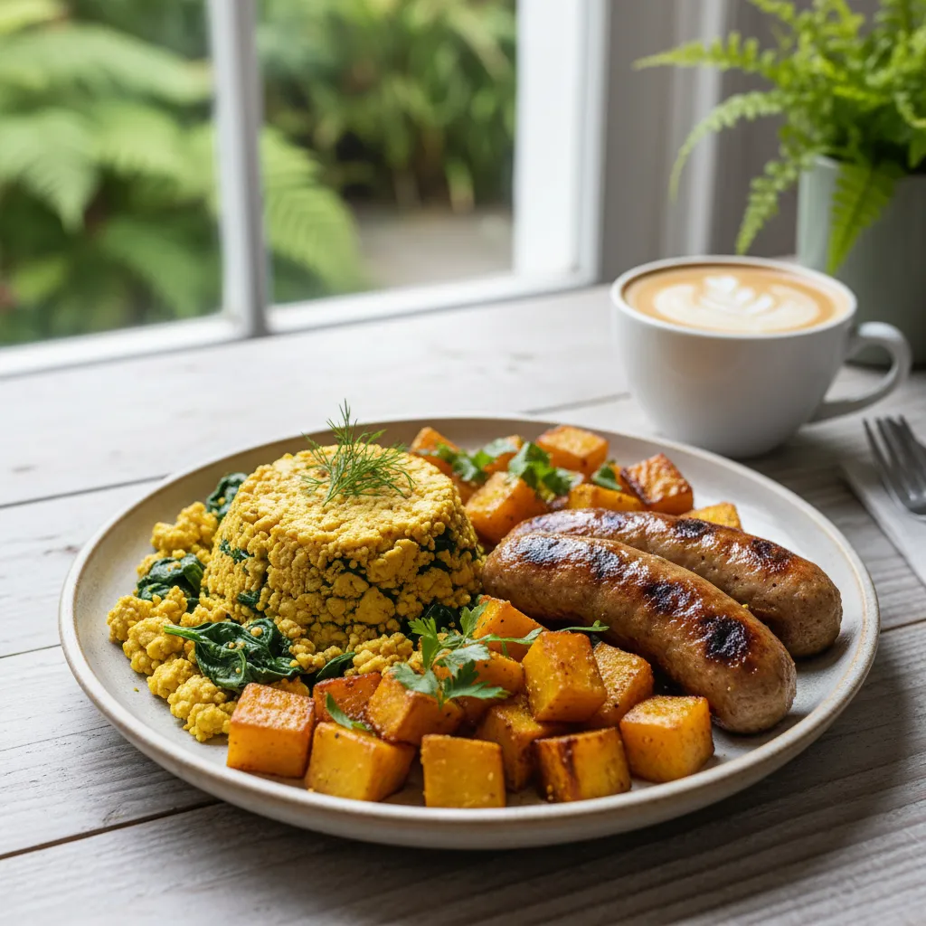High protein breakfast ingredients including tofu and soy milk