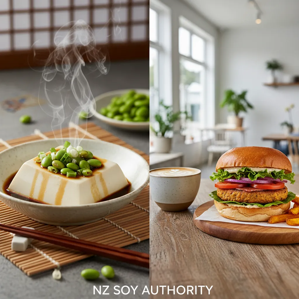 Variety of soy-based protein staples common in Asian diets