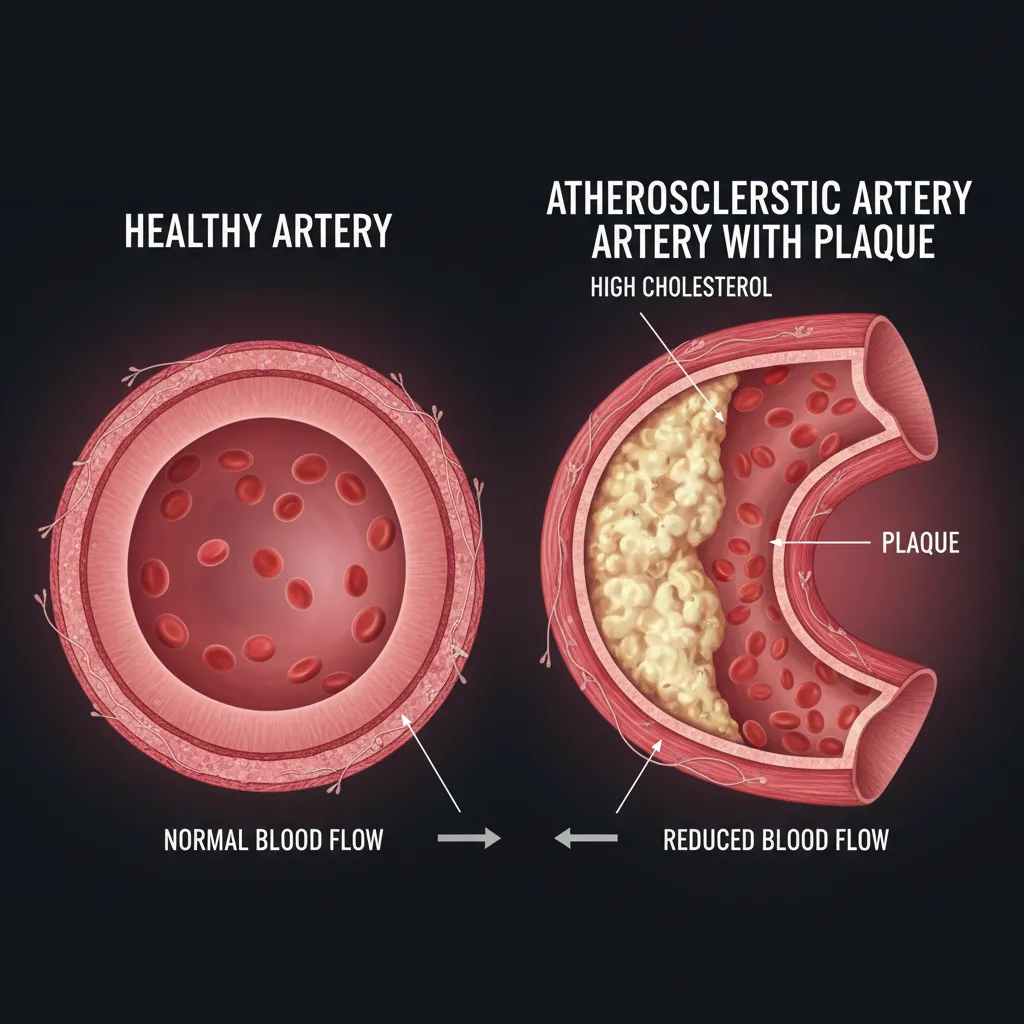 Comparison of a healthy artery and an artery with atherosclerosis