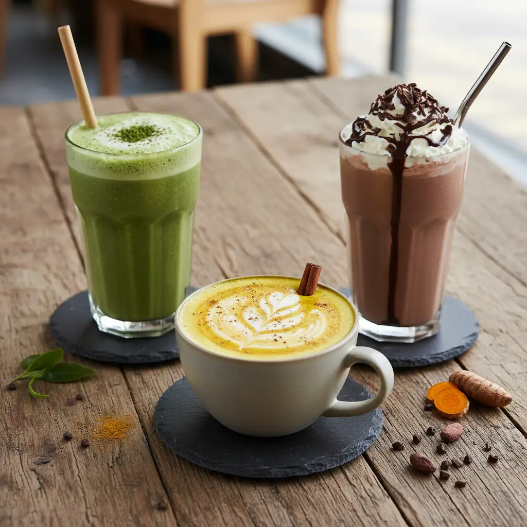 Assortment of soy milk beverages