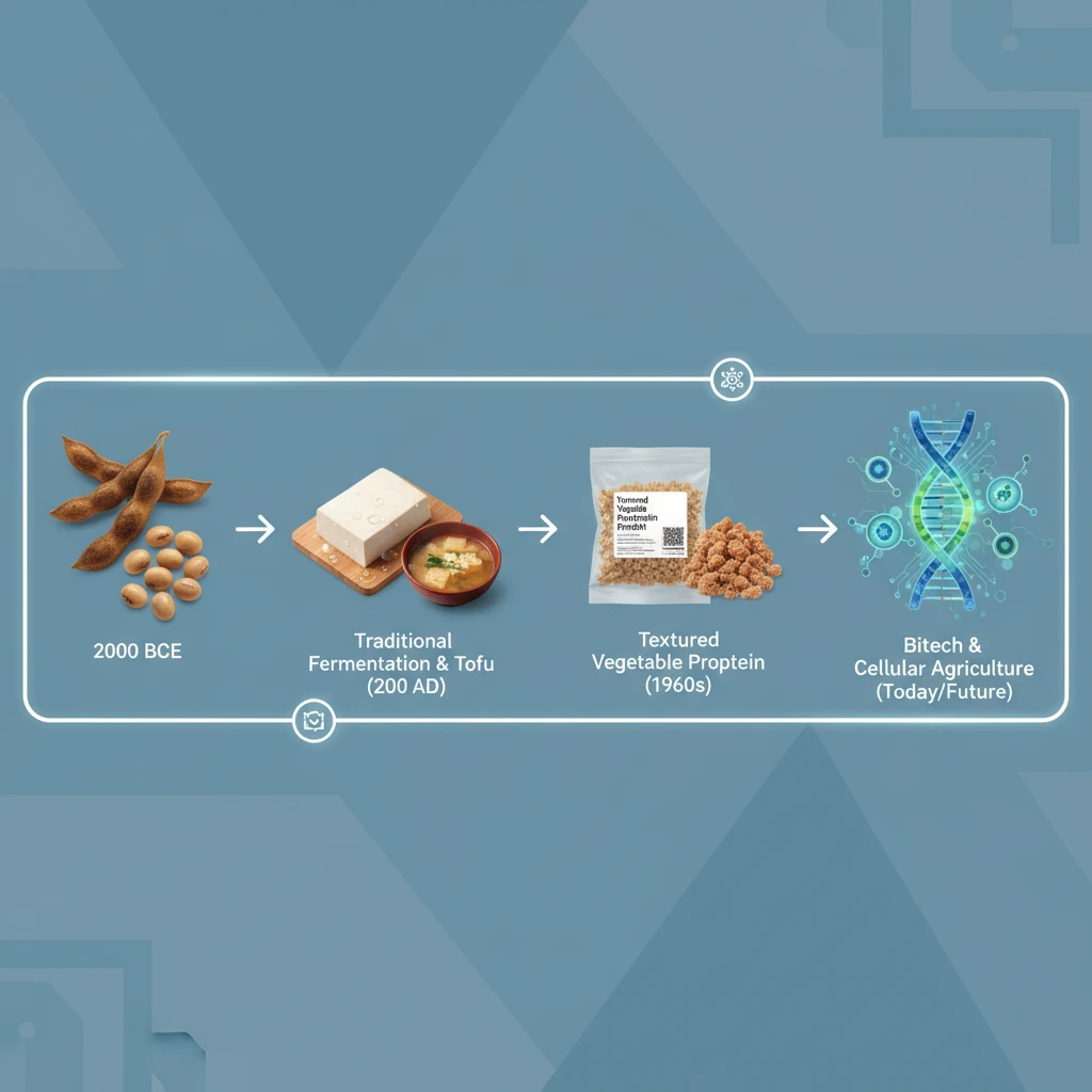 Timeline of soy evolution from crop to molecular biotechnology