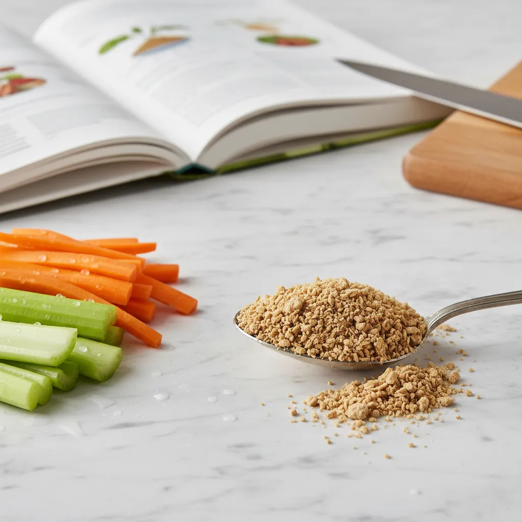 Raw soy mince ingredients and vegetables