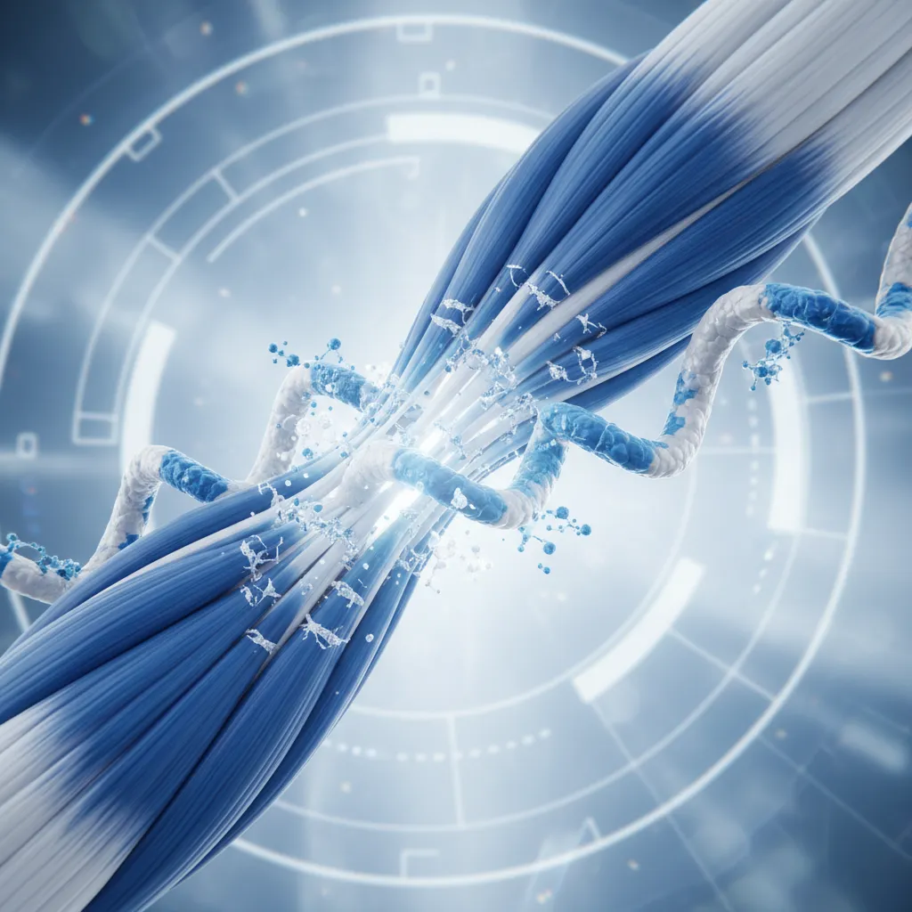 Microscopic view of protein synthesis and muscle repair