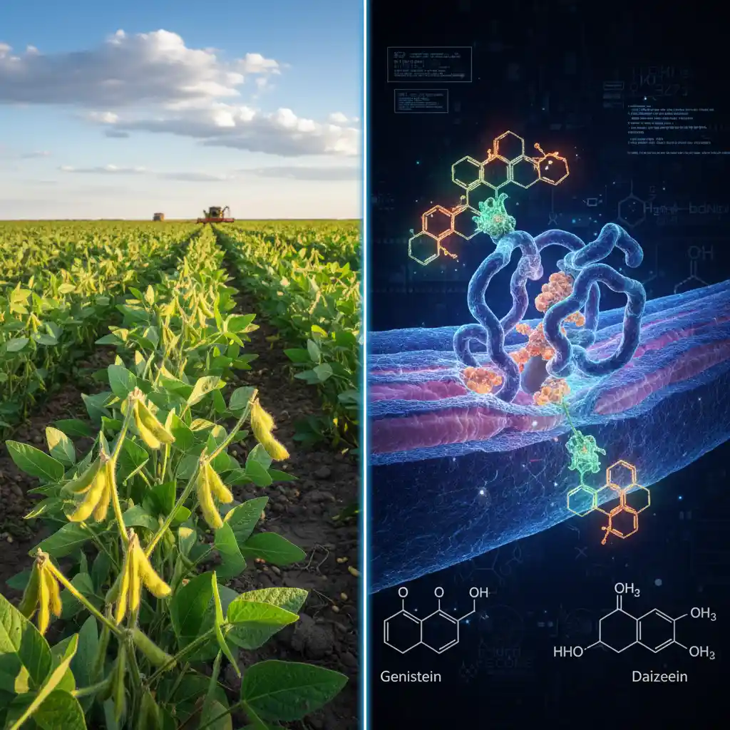 Comparison of raw soybeans and the molecular structure of isoflavones
