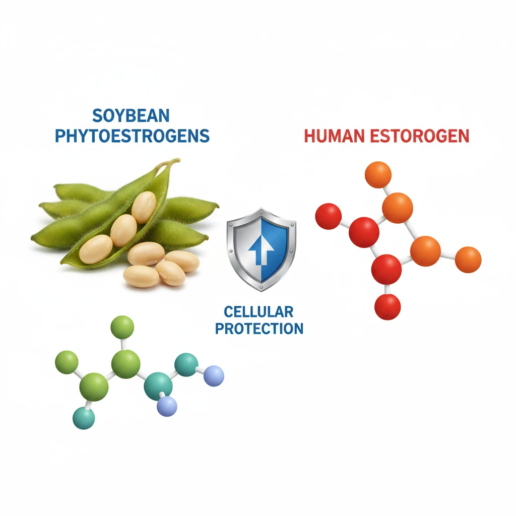 Visual comparison of soy isoflavones and estrogen