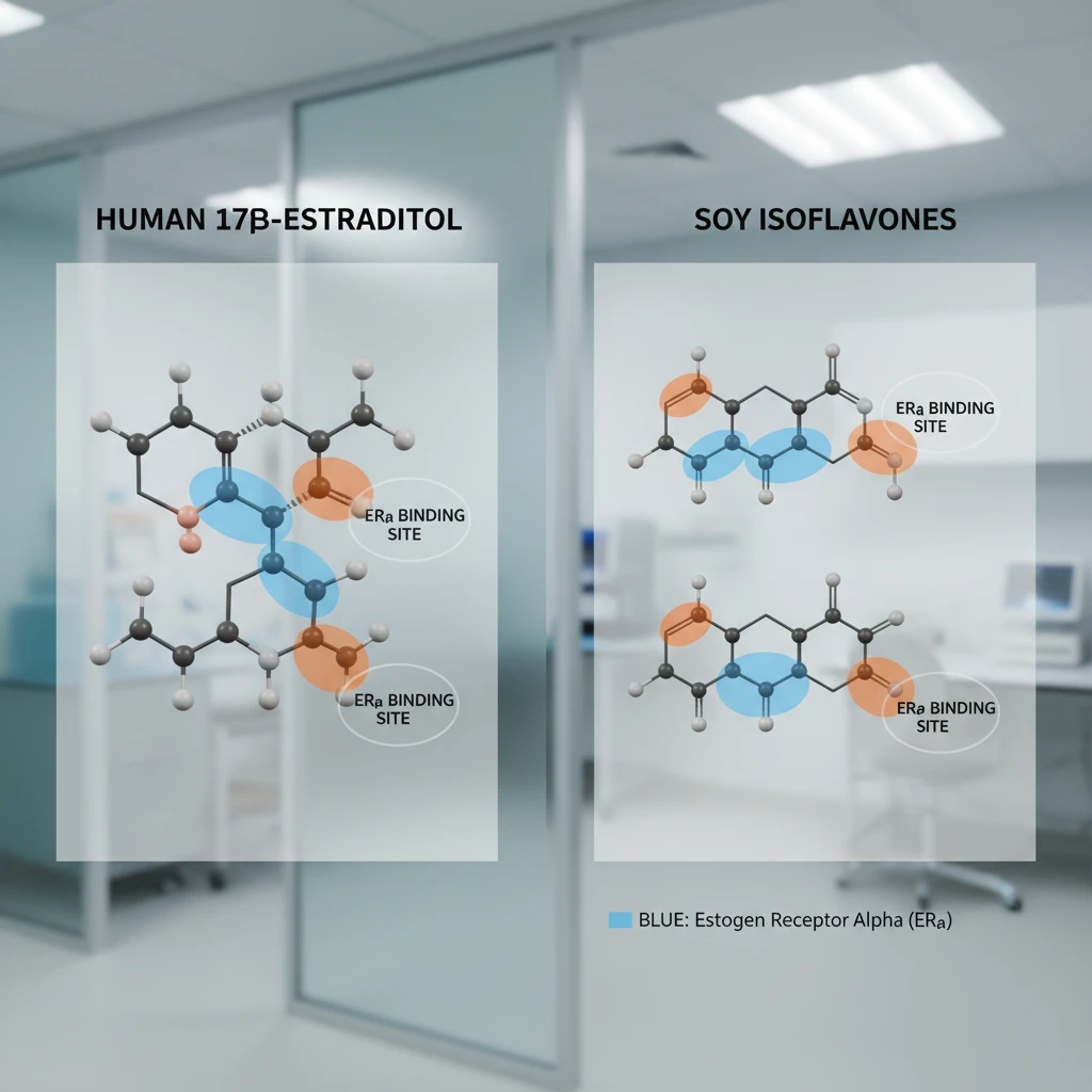 Molecular comparison of human oestrogen and soy phytoestrogens