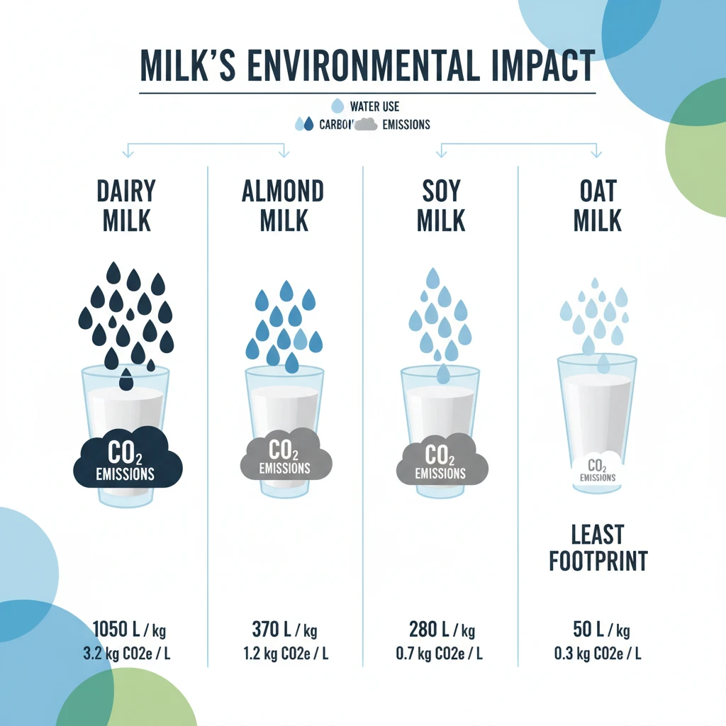 Sustainability comparison infographic of different milk types