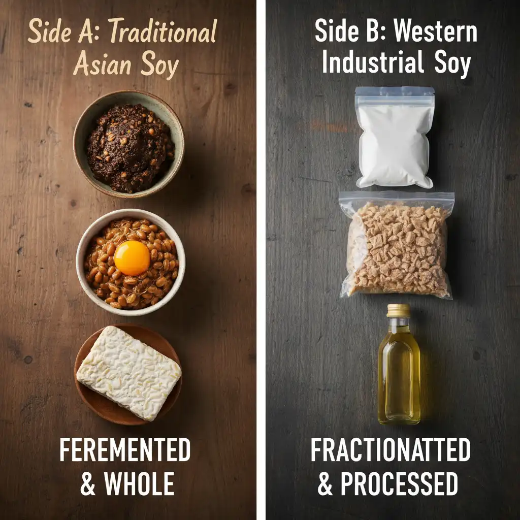 Comparison of traditional vs industrial soy products